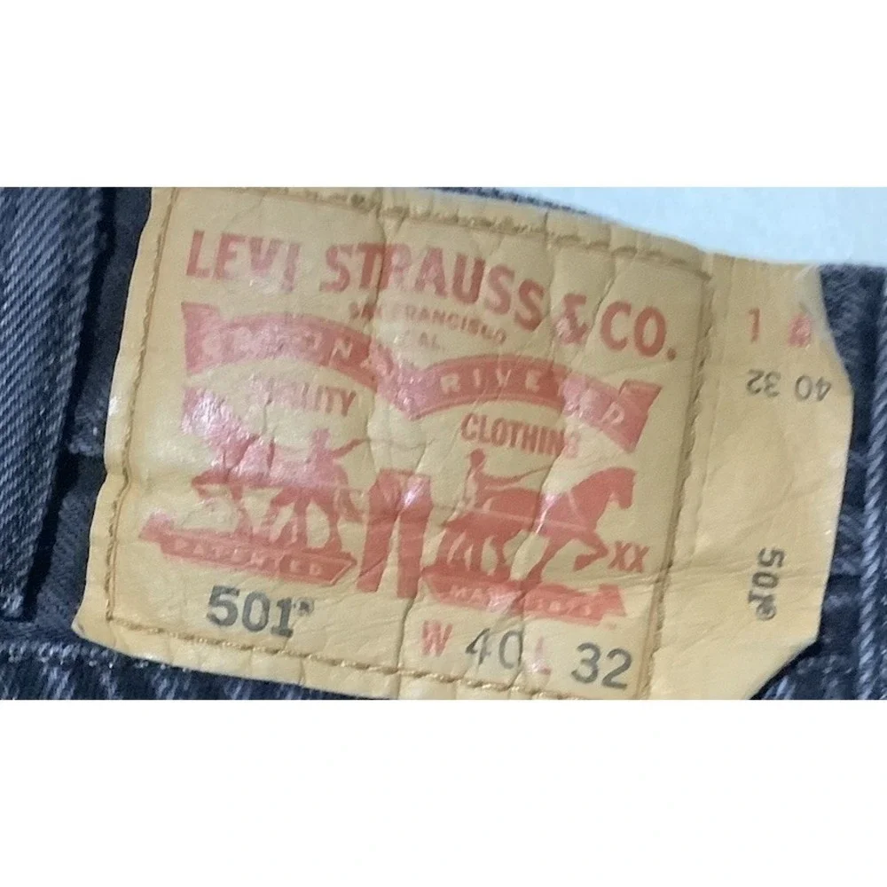 Levi's 501 Original Fit Straight Leg Dark Wash Button Fly Denim Mens Jeans 40x32